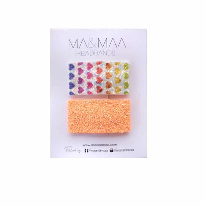 Glitter heart - snap clips set - görsel 1