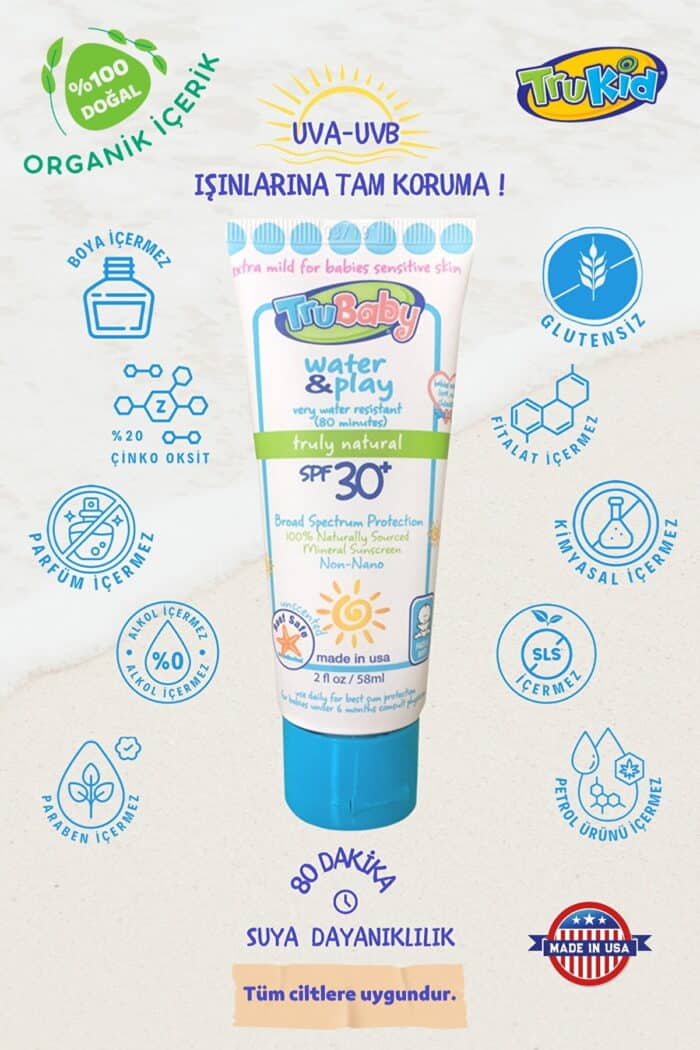 Trukid trubaby water & play spf 30 bebek güneş kremi 58 ml - görsel 1