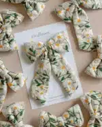 Papatya Nakışlı Keten Sailor Bow