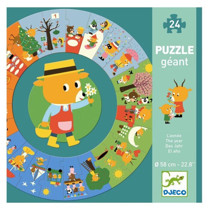 Djeco yuvarlak puzzle 24 parça - bir yıl - görsel 1