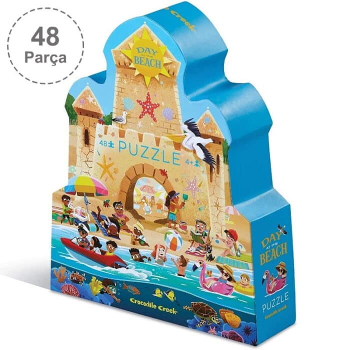 Crocodile creek dekoratif puzzle - 48 parça - day at the beach - görsel 1
