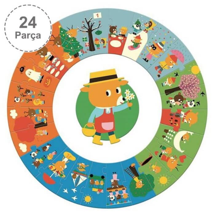 Djeco yuvarlak puzzle 24 parça - bir yıl - görsel 2