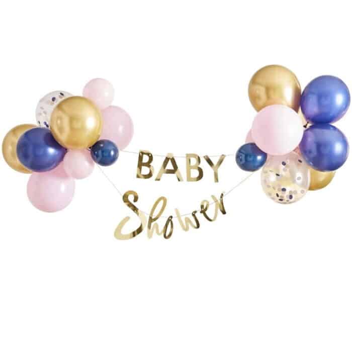 Altın baby shower yazısı ve balon dekorlar - görsel 1