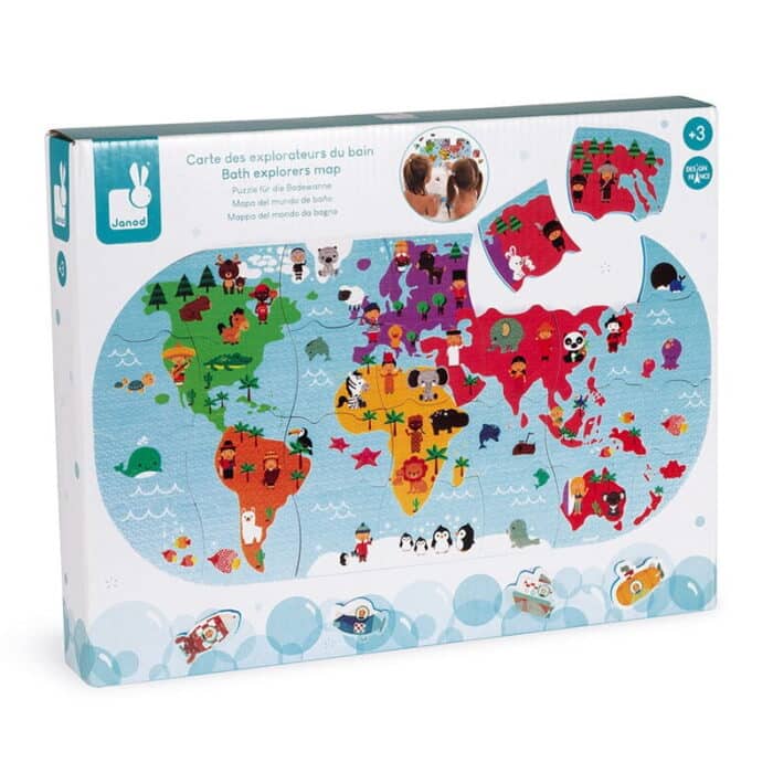 Janod suya dayanıklı 28 parça puzzle - dünya haritası - görsel 1