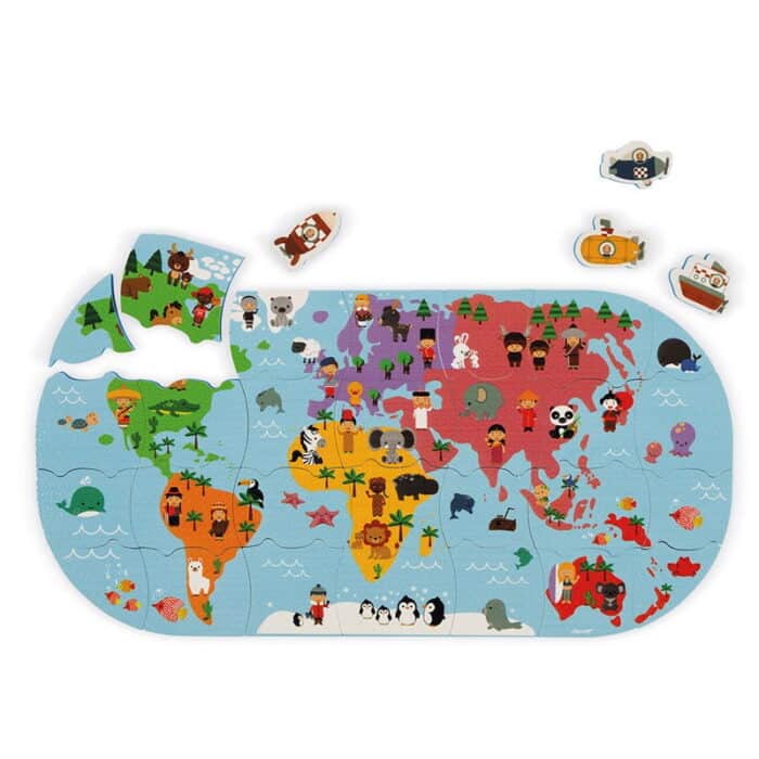 Janod suya dayanıklı 28 parça puzzle - dünya haritası - görsel 4