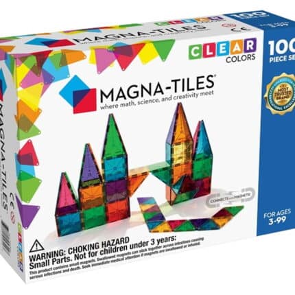 Magna-Tiles Clear Color 100 Parça ile çocuklarınızın hayal gücünü serbest bırakın! Bu paket, 50 küçük kare, 4 büyük kare, 20 eşkenar üçgen, 11 dik üçgen ve 15 ikizkenar üçgen içerir.