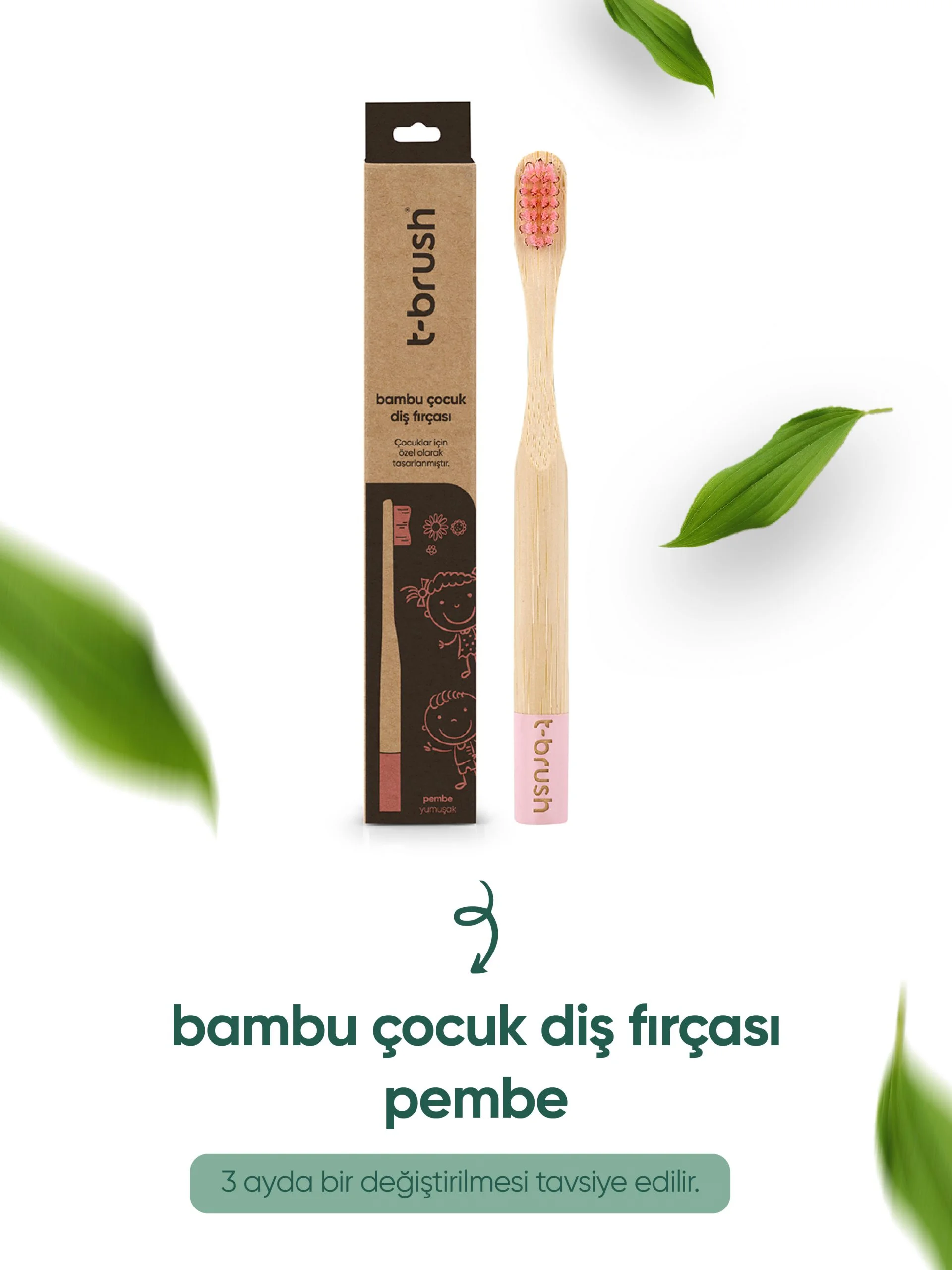 T Brush Trendyol Gorsel Tasarim 600X800 Ptk 14690 42 Scaled T-brush bambu çocuk diş fırçası - pembe - görsel 1
