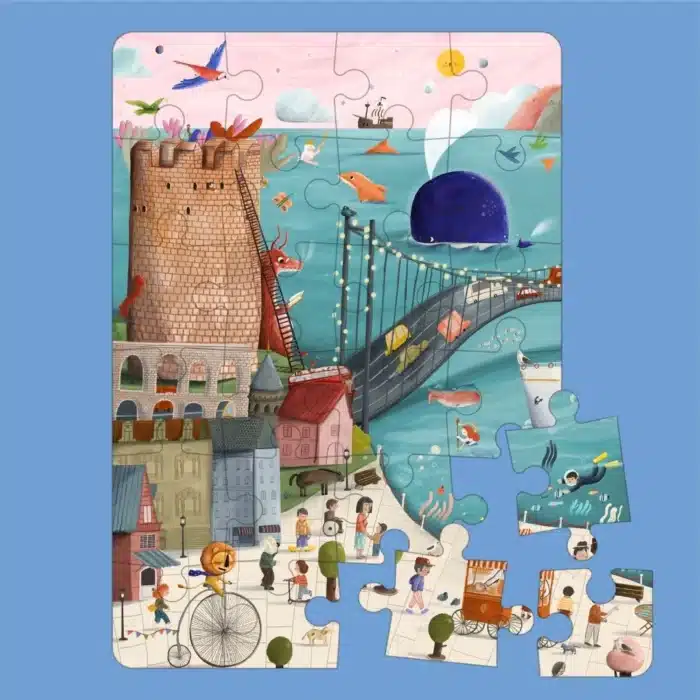 Mori toys fairy tale puzzle - 24 parça çantalı dev yer puzzle ve posteri - görsel 2