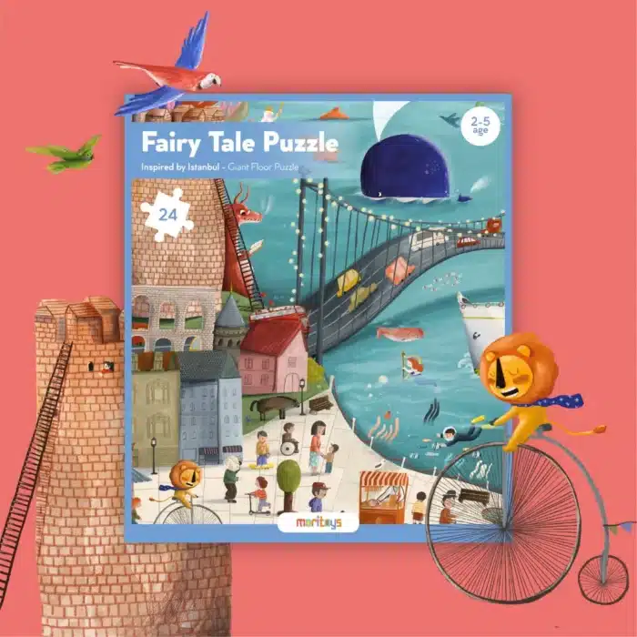 Mori toys fairy tale puzzle - 24 parça çantalı dev yer puzzle ve posteri - görsel 1