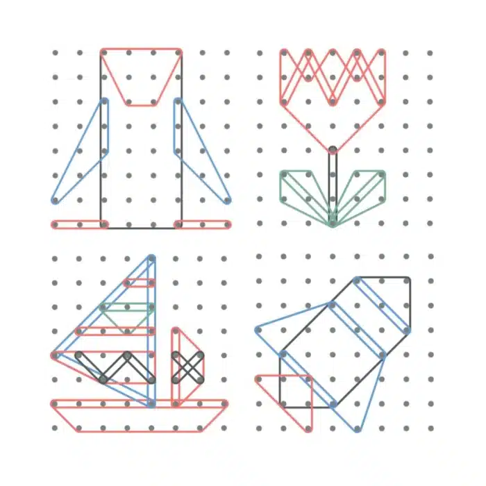 Mori toys geoboard - ahşap lastikli şekiller montessori geometri oyunu - görsel 4