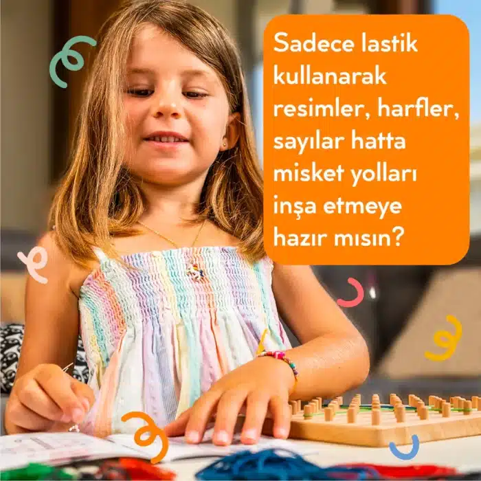 Mori toys geoboard - ahşap lastikli şekiller montessori geometri oyunu - görsel 5
