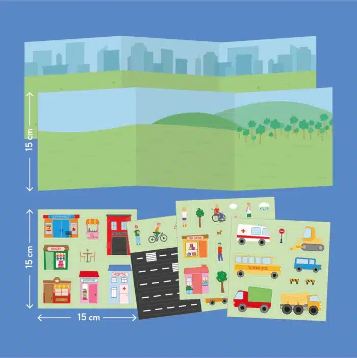 Mori toys reusable sticker set: my city - tak çıkar çıkartma oyunu - görsel 2