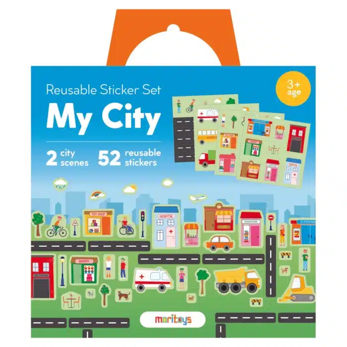 Mori toys reusable sticker set: my city - tak çıkar çıkartma oyunu - görsel 1