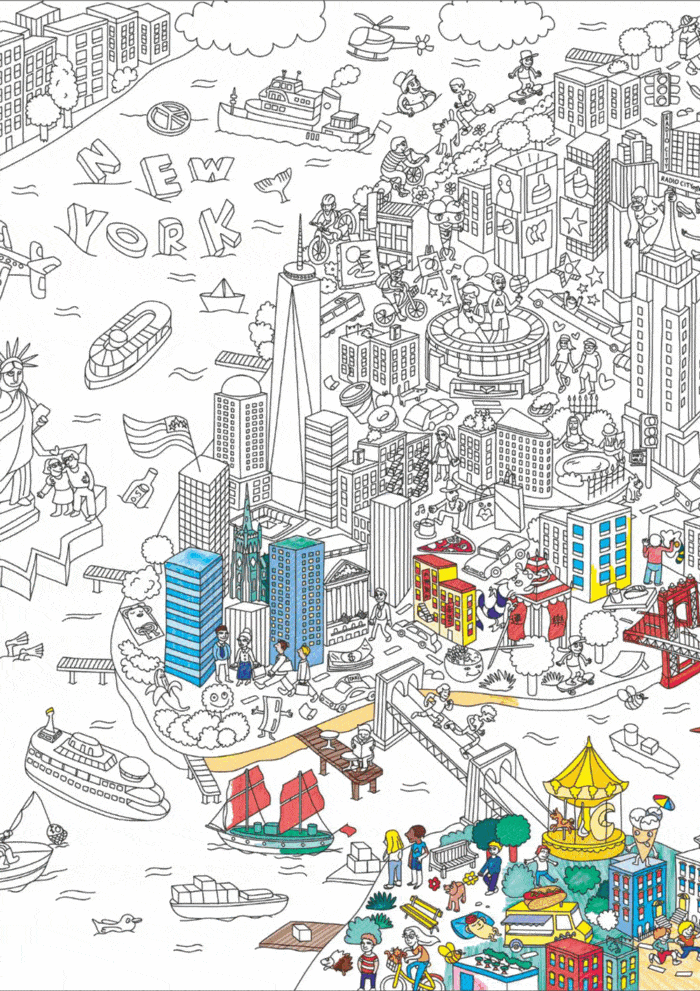 Omy coloring poster - boyama posteri - new york city - görsel 2