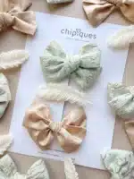 3lü Brokar ve Krem Tüylü Klips Set