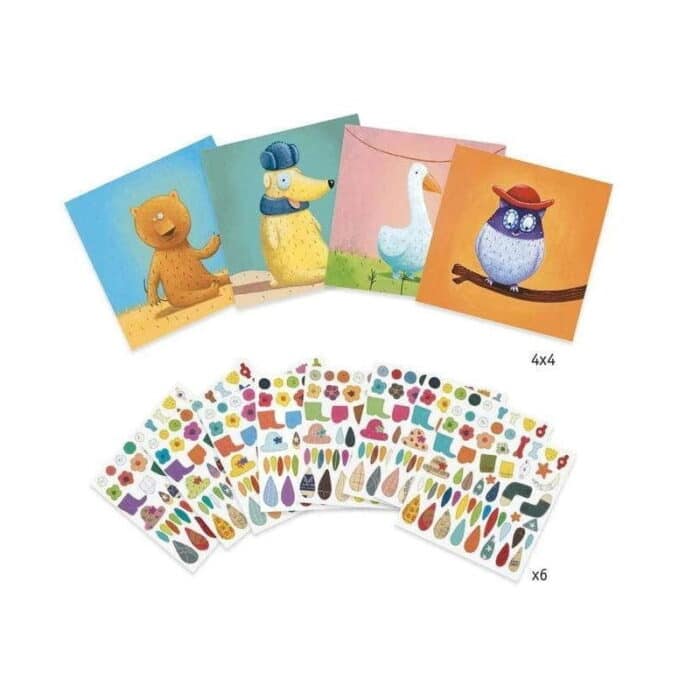 Djeco yapıştırma kartları / create animals - görsel 2