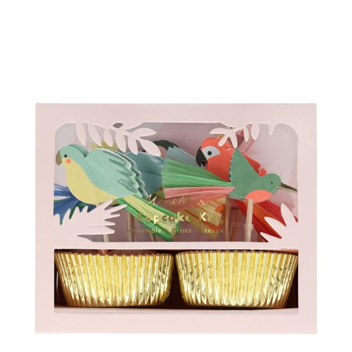 Tropikal kuşlar cupcake kit - 24'lü - görsel 1