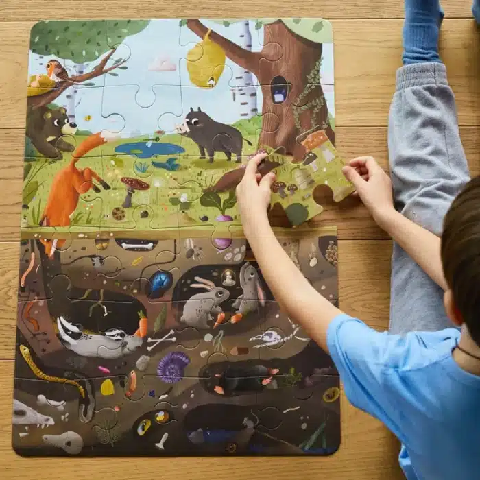 Mori toys underground & overground puzzle - 24 parça dev yer puzzle ve posteri - görsel 4