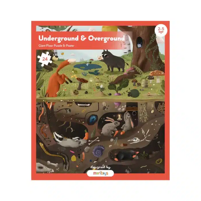 Mori toys underground & overground puzzle - 24 parça dev yer puzzle ve posteri - görsel 1