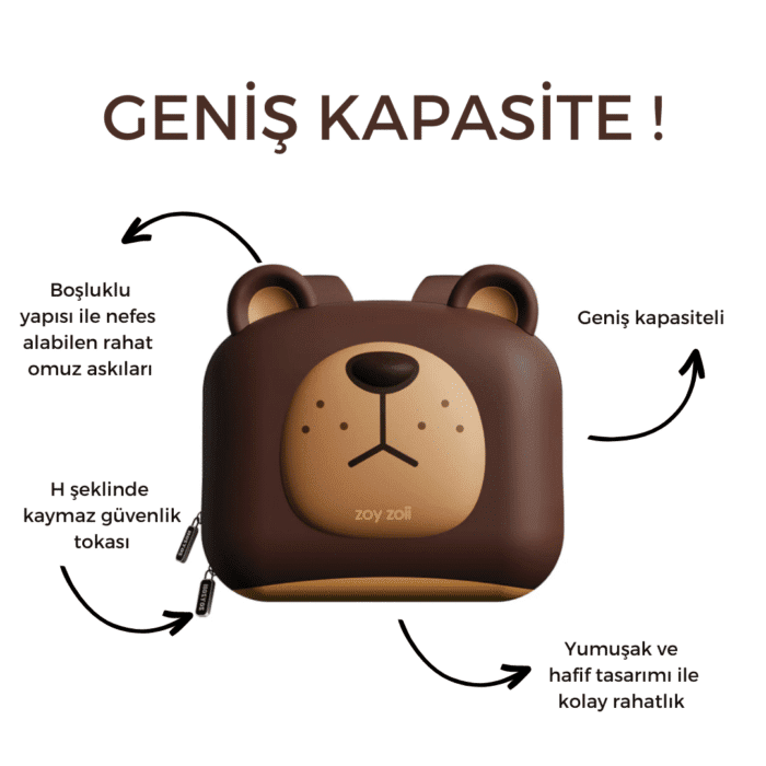 Zoyzoii forest serisi cute big brown bear sırt çantası - görsel 4