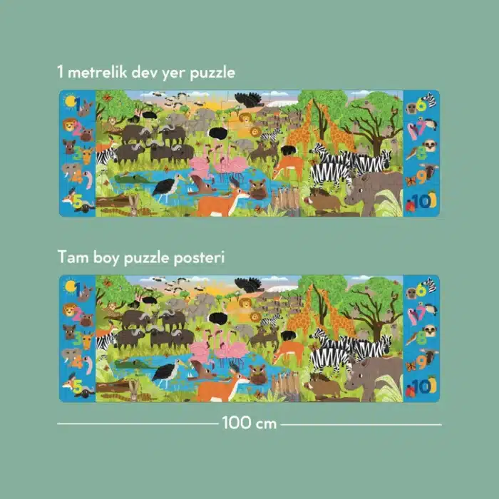 Mori toys african savanna - 36 parça xxl dev puzzle, gözlem ve sayma oyunu & posteri - görsel 3