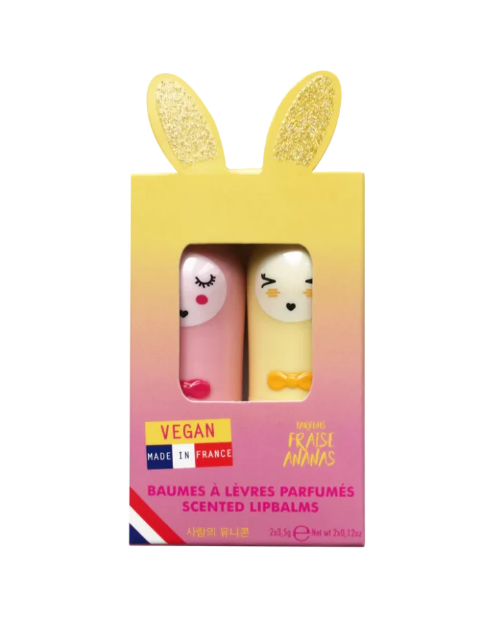 Inuwet - duo glitter gold californie lip balm ananas and fraise lip balm seti - görsel 1
