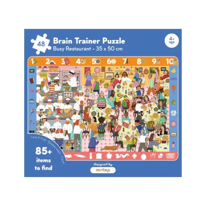 Mori toys brain trainer puzzle: busy restaurant 48 parça yapboz, bulma, sayma ve eşleştirme oyunu - görsel 1