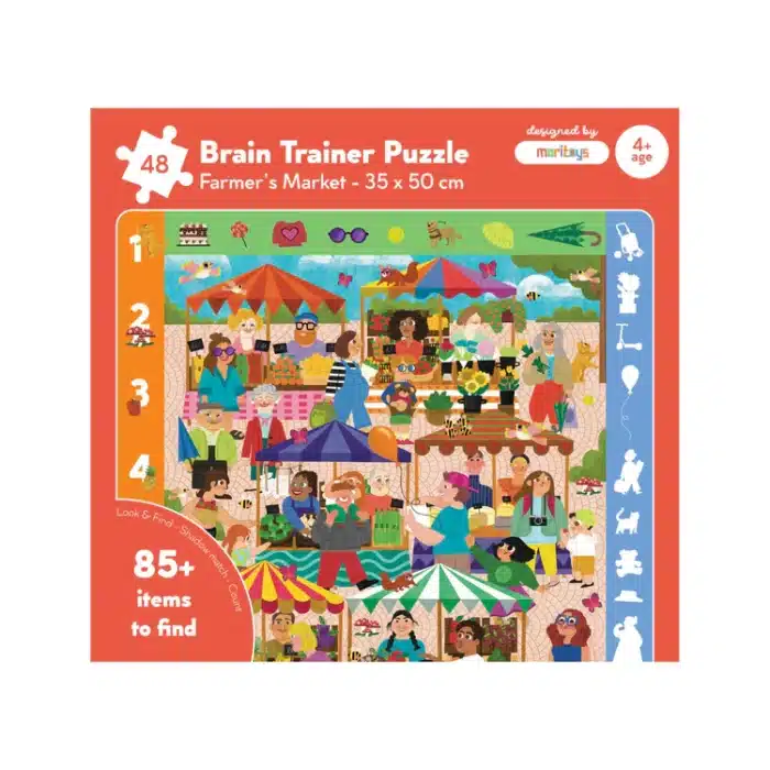 Mori toys brain trainer puzzle: farmers market 48 parça yapboz, bulma, sayma ve eşleştirme oyunu - görsel 1