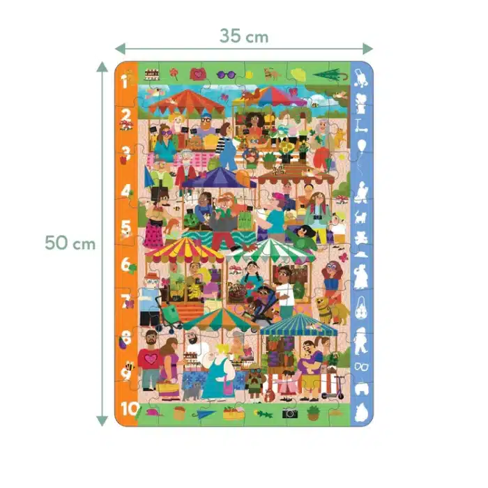 Mori toys brain trainer puzzle: farmers market 48 parça yapboz, bulma, sayma ve eşleştirme oyunu - görsel 2