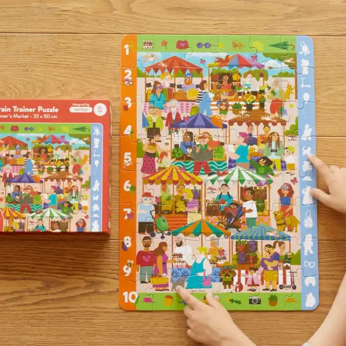 Mori toys brain trainer puzzle: farmers market 48 parça yapboz, bulma, sayma ve eşleştirme oyunu - görsel 4