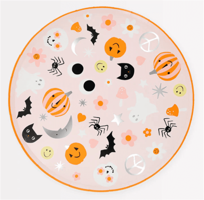 Meri meri - groovy halloween icon dinner plates - cadılar bayramı karakterli tabaklar (l) (8'li) - görsel 1