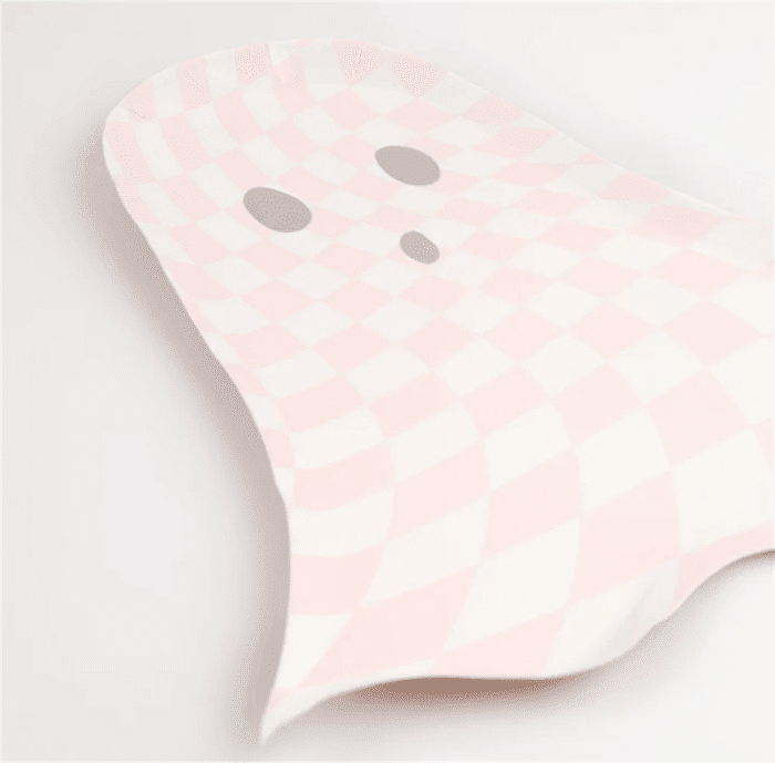 Meri meri - pink checker ghost plates - pembe hayalet tabaklar (8'li) - görsel 2