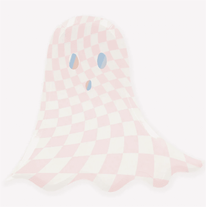 Meri meri - pink checker ghost plates - pembe hayalet tabaklar (8'li) - görsel 3