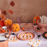 Meri Meri - Pink & Orange Stripy Pumpkin Plates - Pembe & Turuncu Çizgili Balkabağı Tabaklar (8'li) - Görsel 2