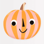 Meri Meri - Pink & Orange Stripy Pumpkin Plates - Pembe & Turuncu Çizgili Balkabağı Tabaklar (8'li)