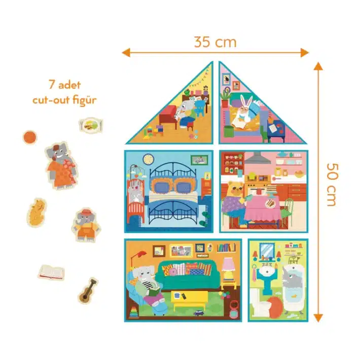 Mori toys my dream house: 6 in 1 puzzle ( 2-3-4-6-8-10 parça yapboz) ile hayalindeki evi i̇nşa et - görsel 2