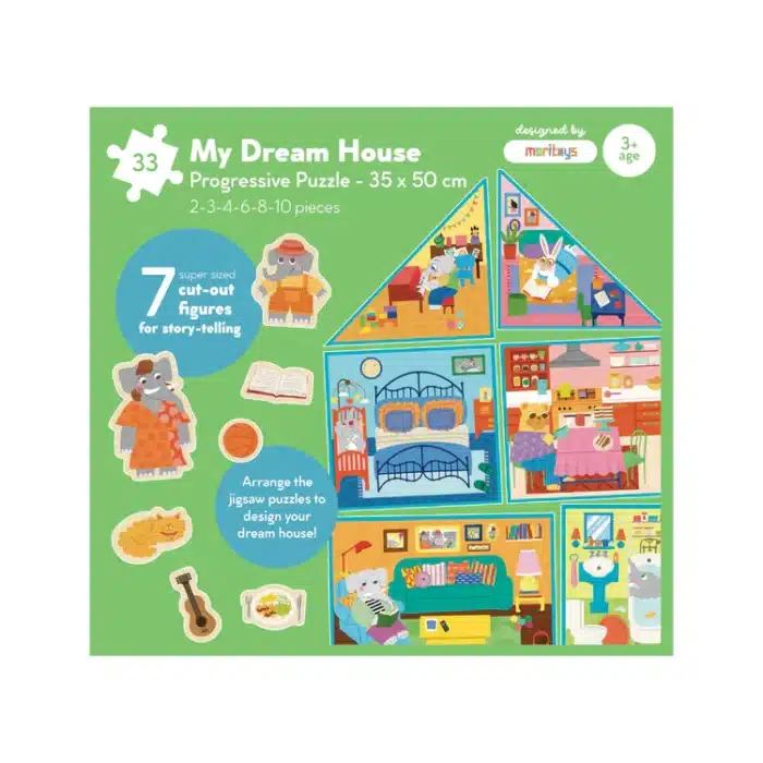 Mori toys my dream house: 6 in 1 puzzle ( 2-3-4-6-8-10 parça yapboz) ile hayalindeki evi i̇nşa et - görsel 1