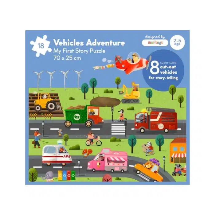 Mori toys vehicles adventure: 18 parça yapboz ve 8 cut-out araç ile taşıtları keşfet - görsel 1