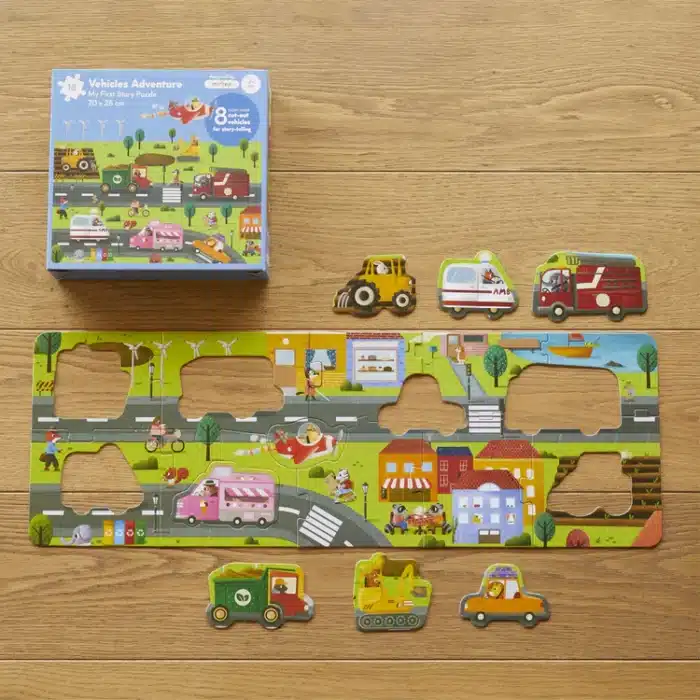 Mori toys vehicles adventure: 18 parça yapboz ve 8 cut-out araç ile taşıtları keşfet - görsel 6