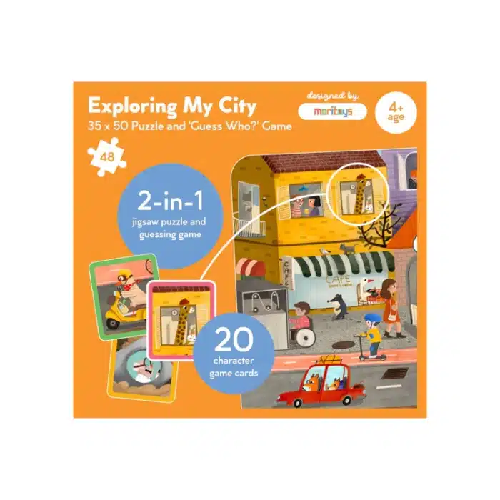 Mori toys - exploring my city 2-in-1 puzzle ve bil bakalım kim oyunu - görsel 1