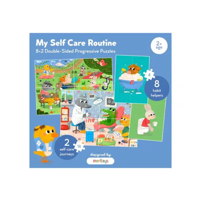 Mori toys - my self care routine: çift taraflı 8+2 puzzle - görsel 1