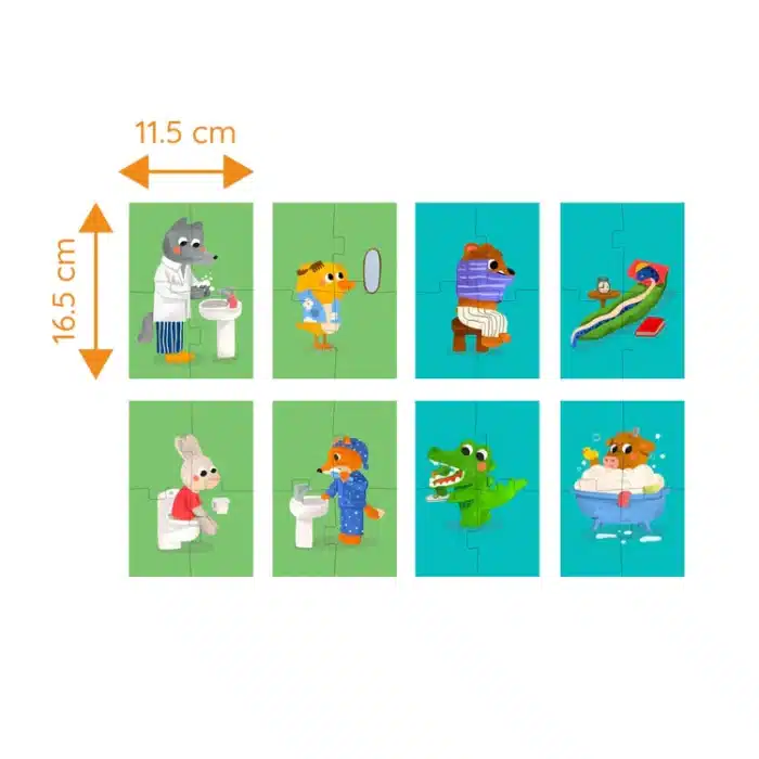 Mori toys - my self care routine: çift taraflı 8+2 puzzle - görsel 2