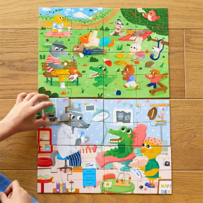 Mori toys - my self care routine: çift taraflı 8+2 puzzle - görsel 5