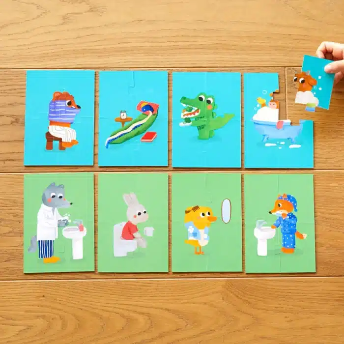 Mori toys - my self care routine: çift taraflı 8+2 puzzle - görsel 6