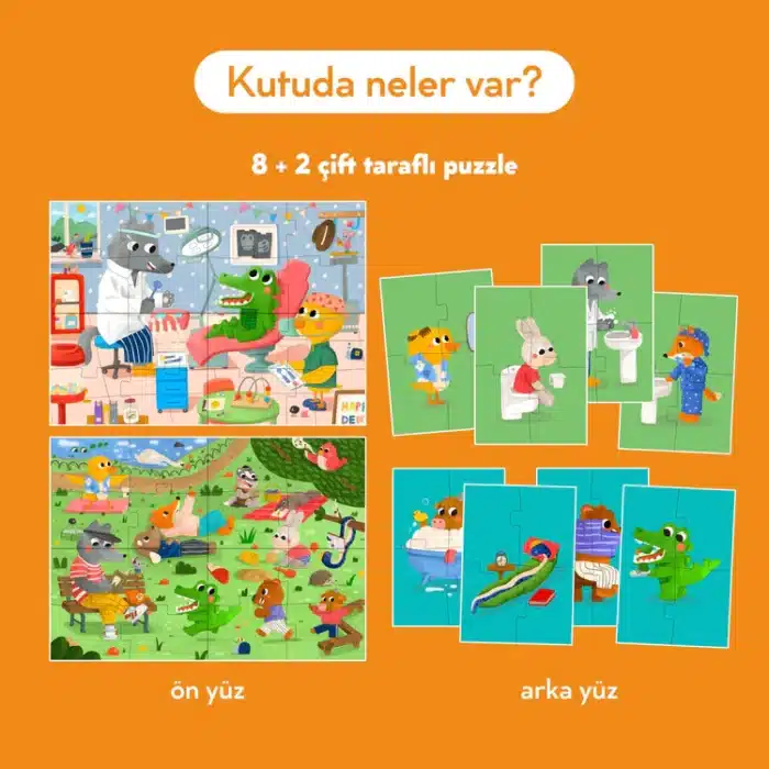 Mori toys - my self care routine: çift taraflı 8+2 puzzle - görsel 8