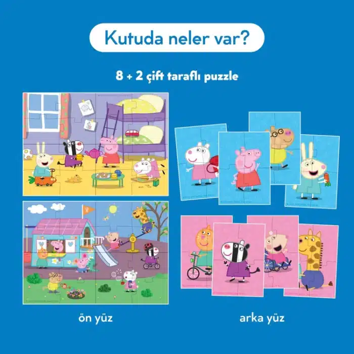 Mori toys - peppa’s friends: çift taraflı 8+2 puzzle - görsel 2