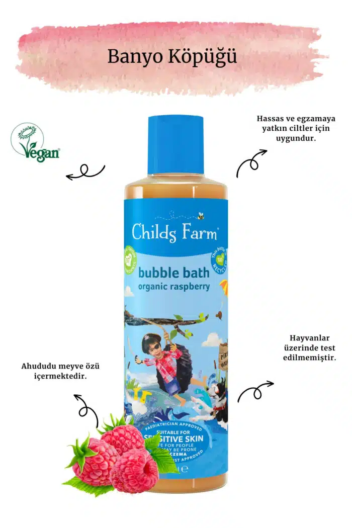 Childs farm organik ahududu ozlu cocuk banyo kopugu 250ml 2179