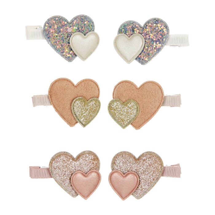 Mimi & lula layered heart mini 6'lı toka - görsel 1
