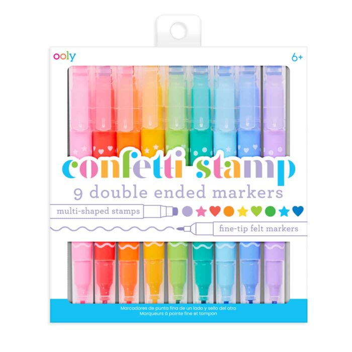 Ooly confetti stamp çift uçlu 9'lu keçeli kalem - görsel 1