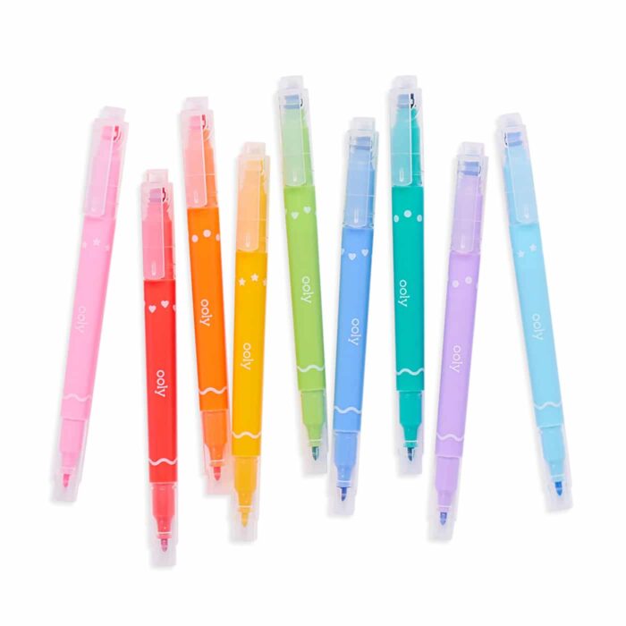 Ooly confetti stamp çift uçlu 9'lu keçeli kalem - görsel 5